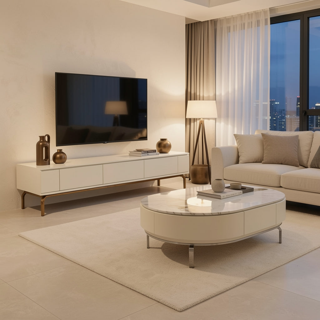 Luxury TV Console and Coffee Table (DYBY2679) in urban dusk