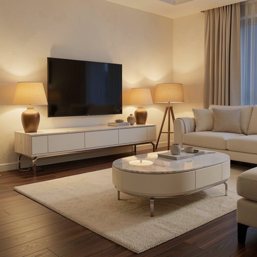 Luxury TV Console and Coffee Table (DYBY2679) in warm evening walnut