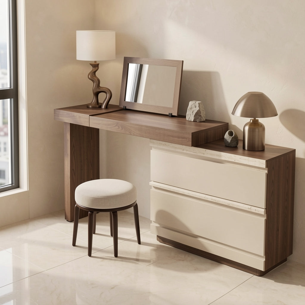 Black White Dressing Table (DY1036) in marble bronze