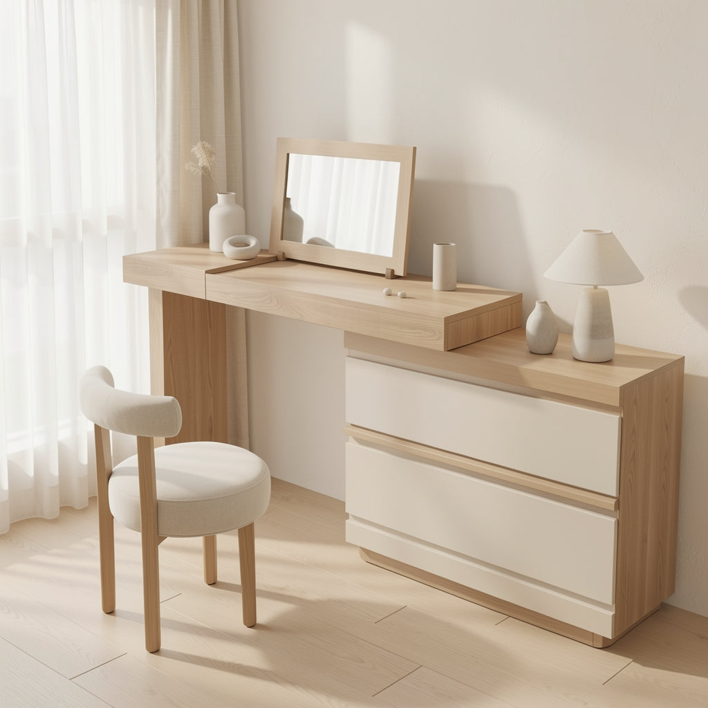 Black White Dressing Table (DY1036) in soft oak daylight