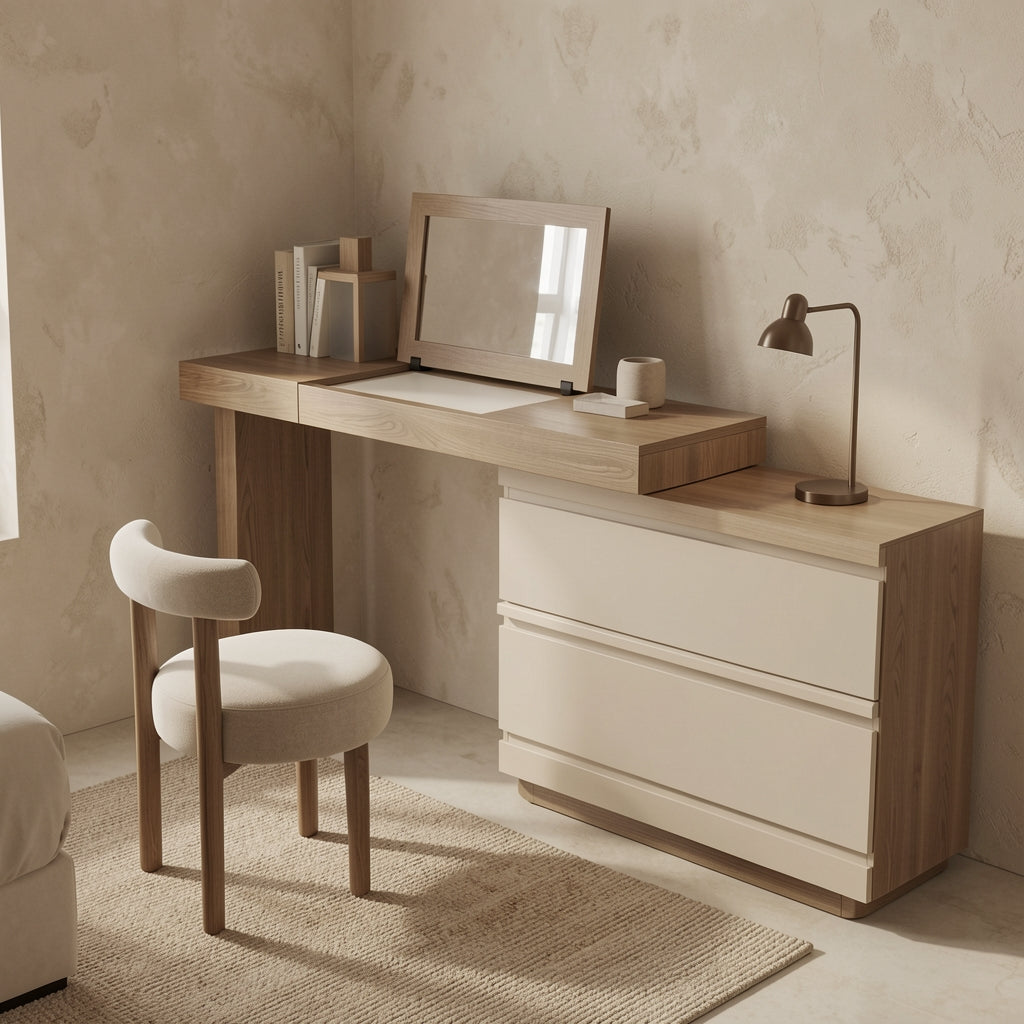 Black White Dressing Table (DY1036) in tonal taupe cocoon
