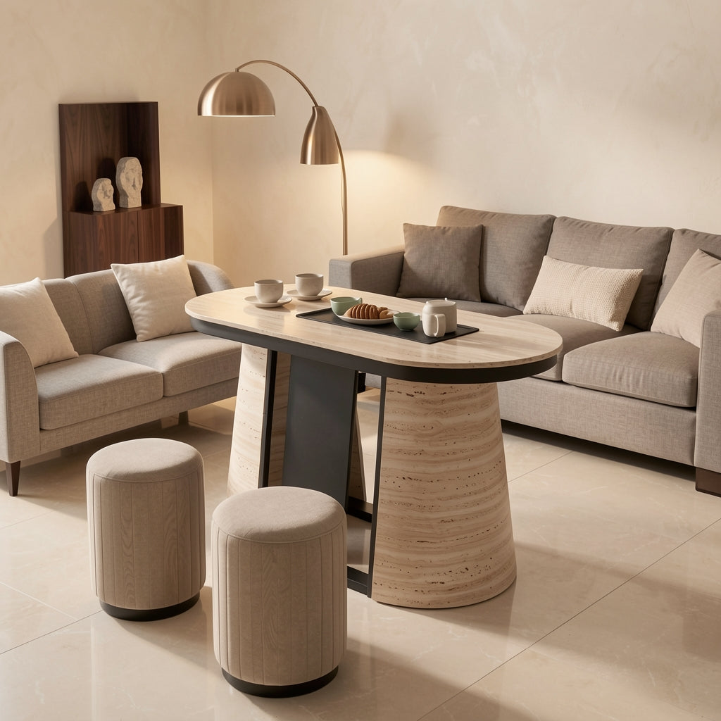 White Tea Table (DY105) in marble bronze
