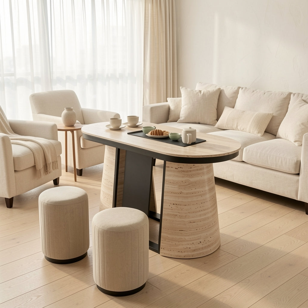White Tea Table (DY105) in soft oak daylight
