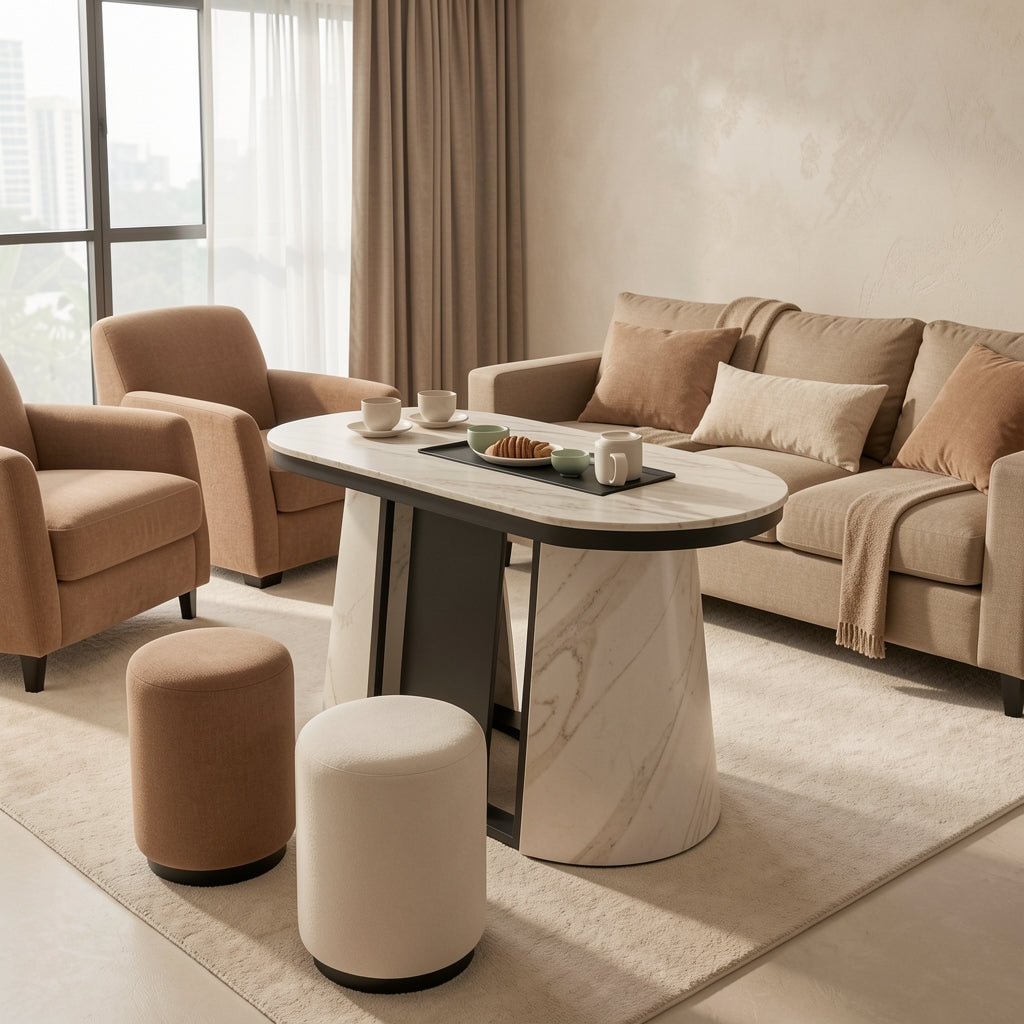 White Tea Table (DY105) in tonal taupe cocoon