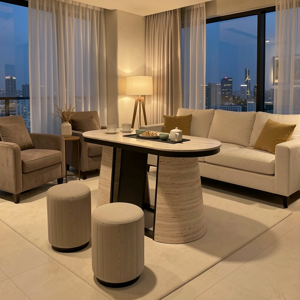 White Tea Table (DY105) in urban dusk