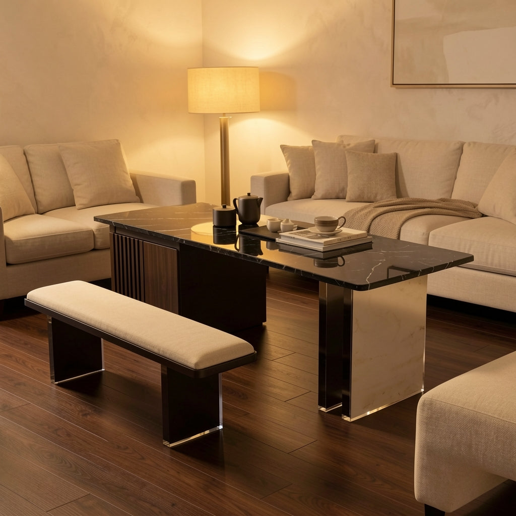 Black (DY518) Tea Table (DY518伸缩) in warm evening walnut