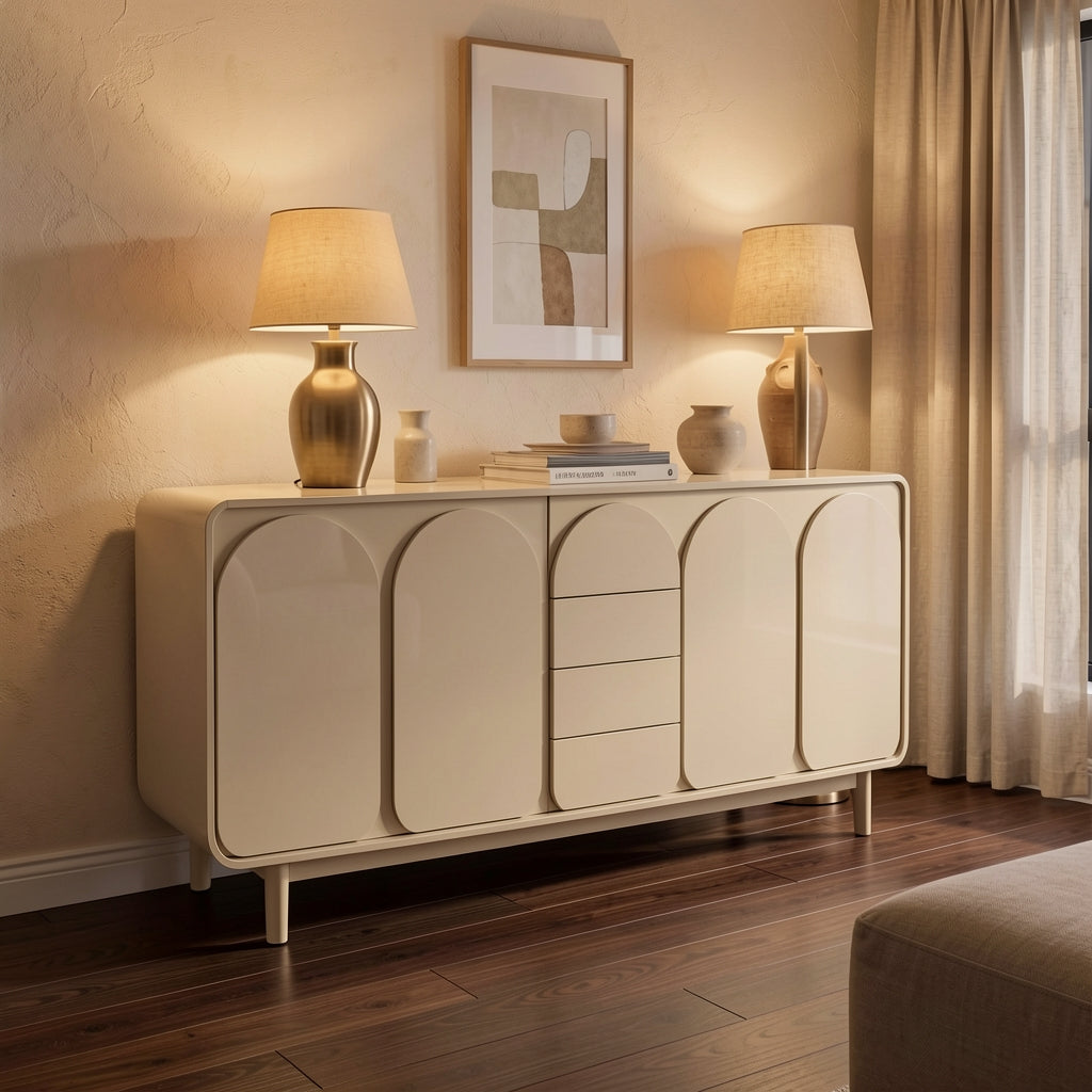 White Sideboard (DYM285) in warm evening walnut