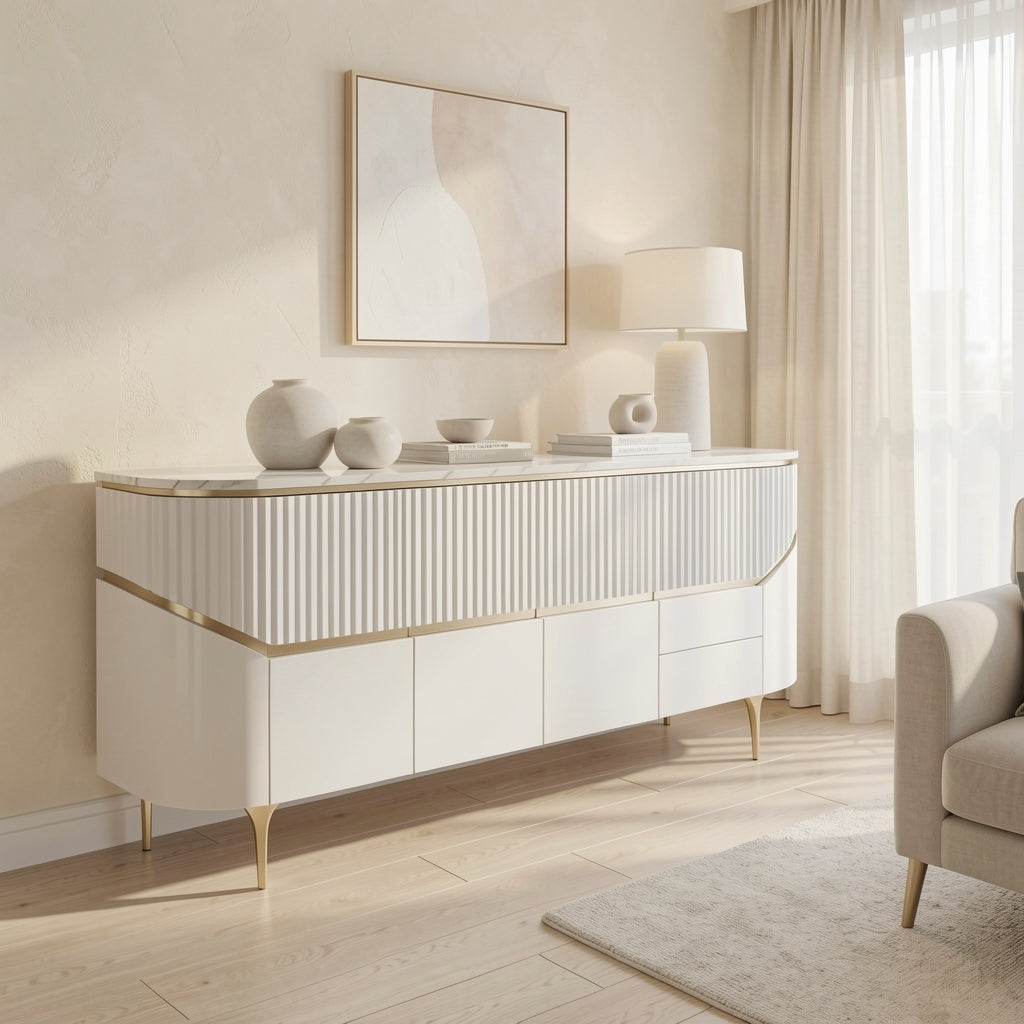 White Sideboard (DYM296) in soft oak daylight