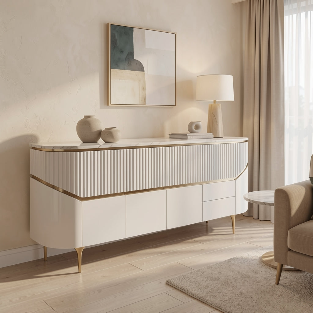 White Sideboard (DYM296) in tonal taupe cocoon