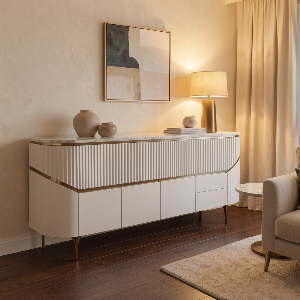 White Sideboard (DYM296) in warm evening walnut