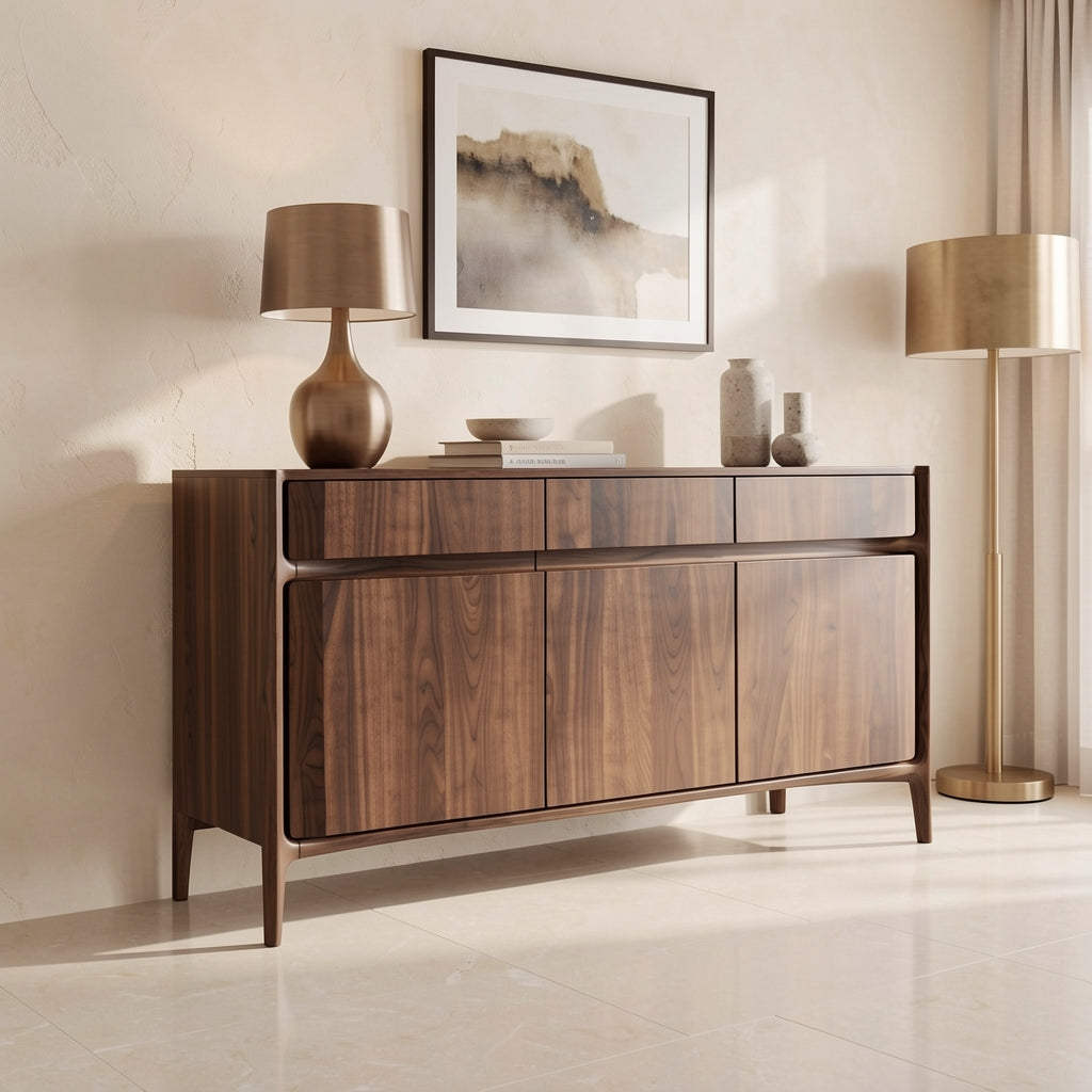 Walnut Veneer Sideboard (DY239) in marble bronze