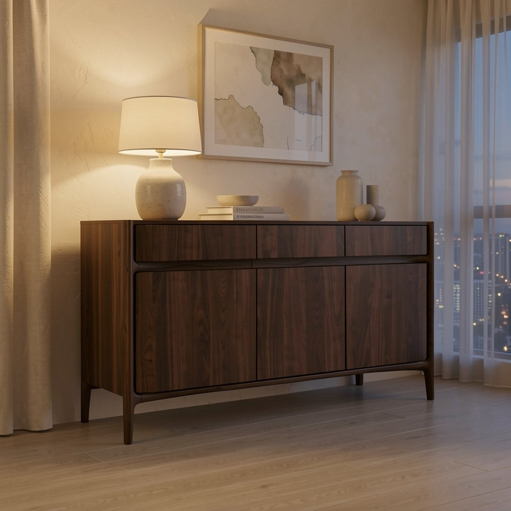 Walnut Veneer Sideboard (DY239) in urban dusk