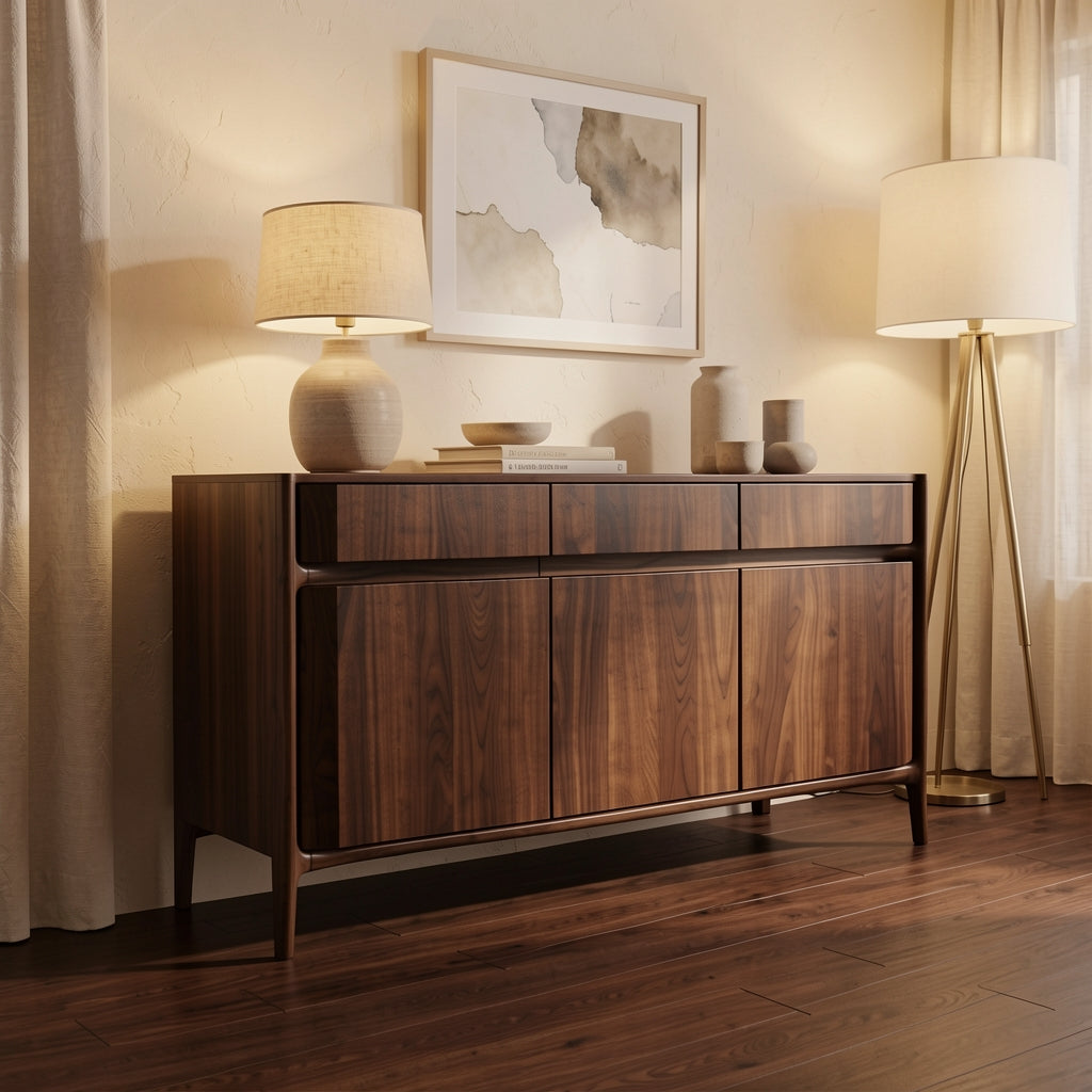 Walnut Veneer Sideboard (DY239) in warm evening walnut