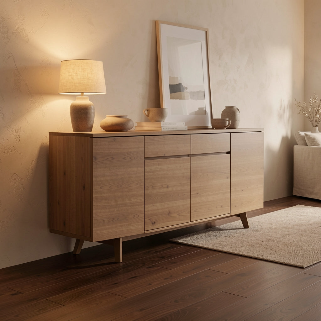 Geometric Sideboard (DY214) in warm evening walnut