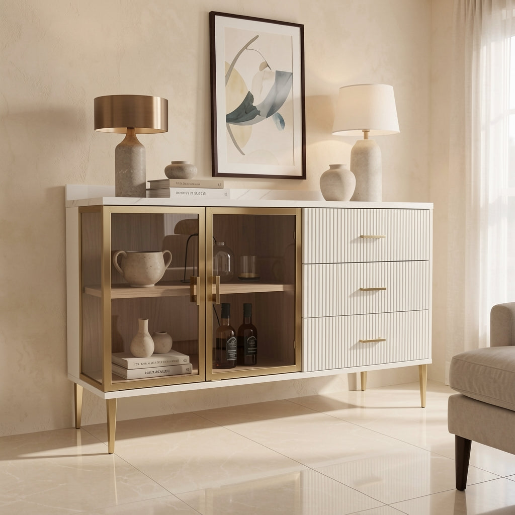 White Sideboard (DY262) in marble bronze