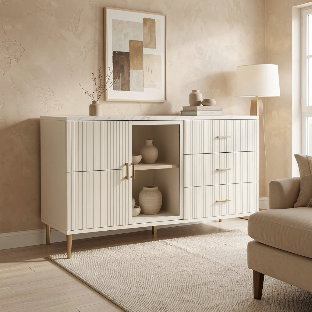 White Sideboard (DY262) in tonal taupe cocoon