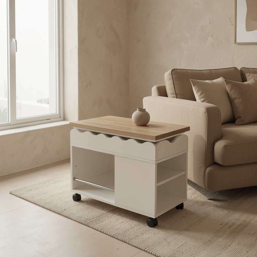 Wave Side Table (DYFS87) in tonal taupe cocoon