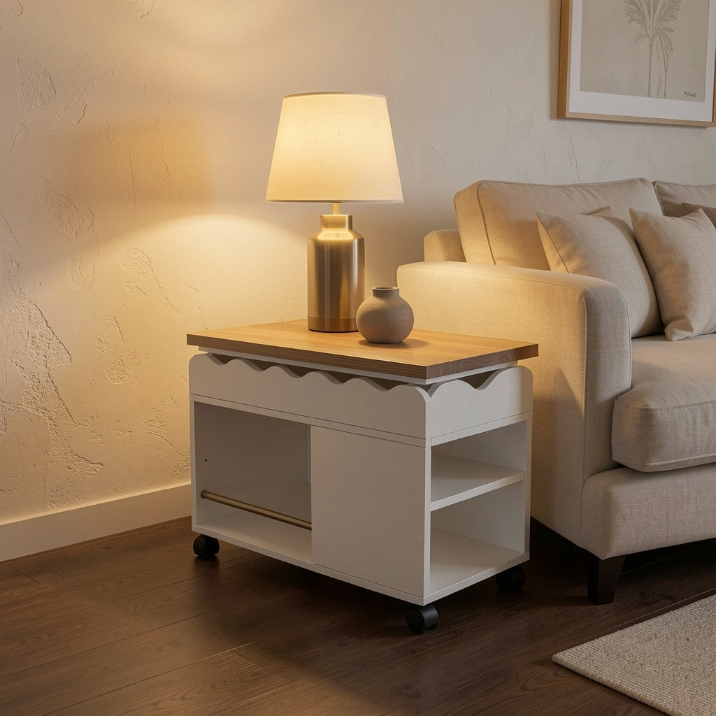 Wave Side Table (DYFS87) in warm evening walnut