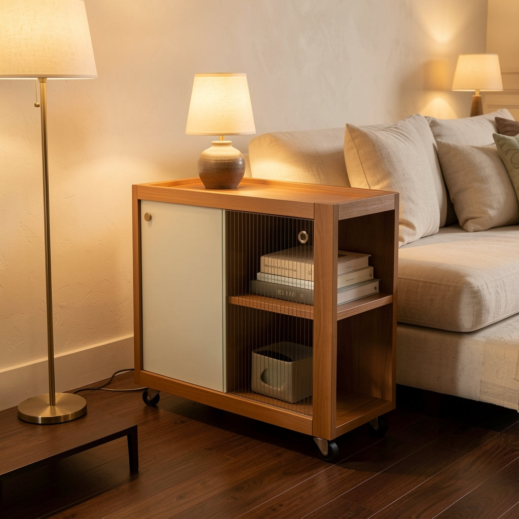 Lamp Side Table (DYMX1033) in warm evening walnut