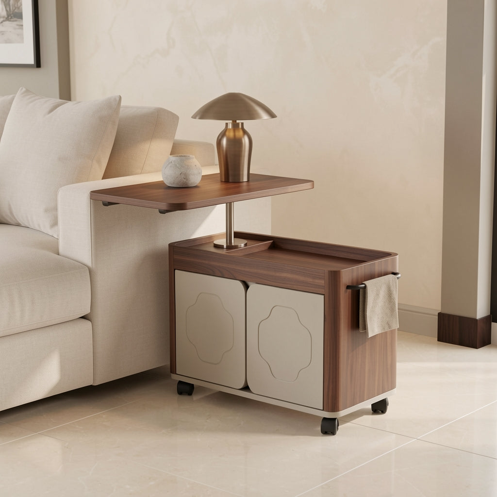 Brown Side Table (DYMX1041) in marble bronze