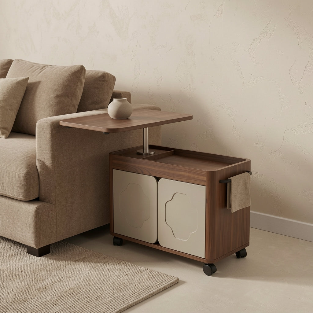 Brown Side Table (DYMX1041) in tonal taupe cocoon