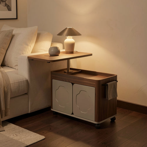 Brown Side Table (DYMX1041) in warm evening walnut
