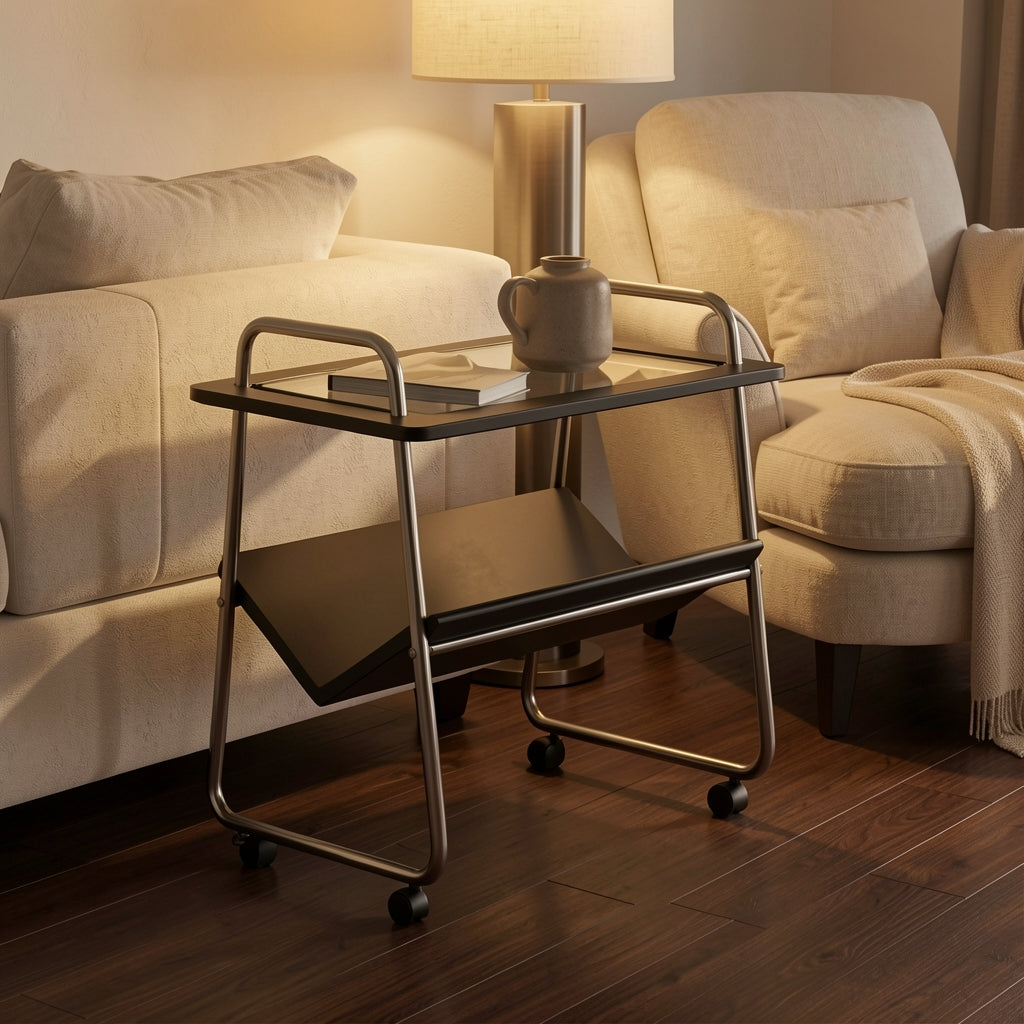 Modern Side Table (DYMX1044) in warm evening walnut