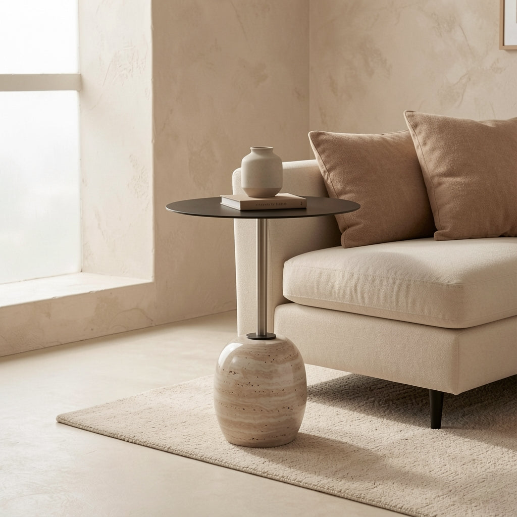 Round Side Table (DYYM0014) · Edition 1 in tonal taupe cocoon