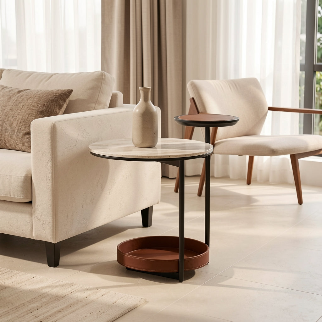 White Top Side Table (DYYM0031) in home staged