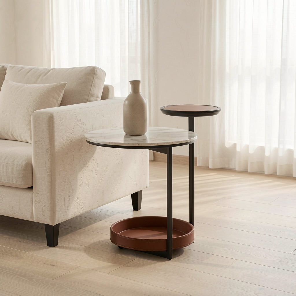 White Top Side Table (DYYM0031) in soft oak daylight