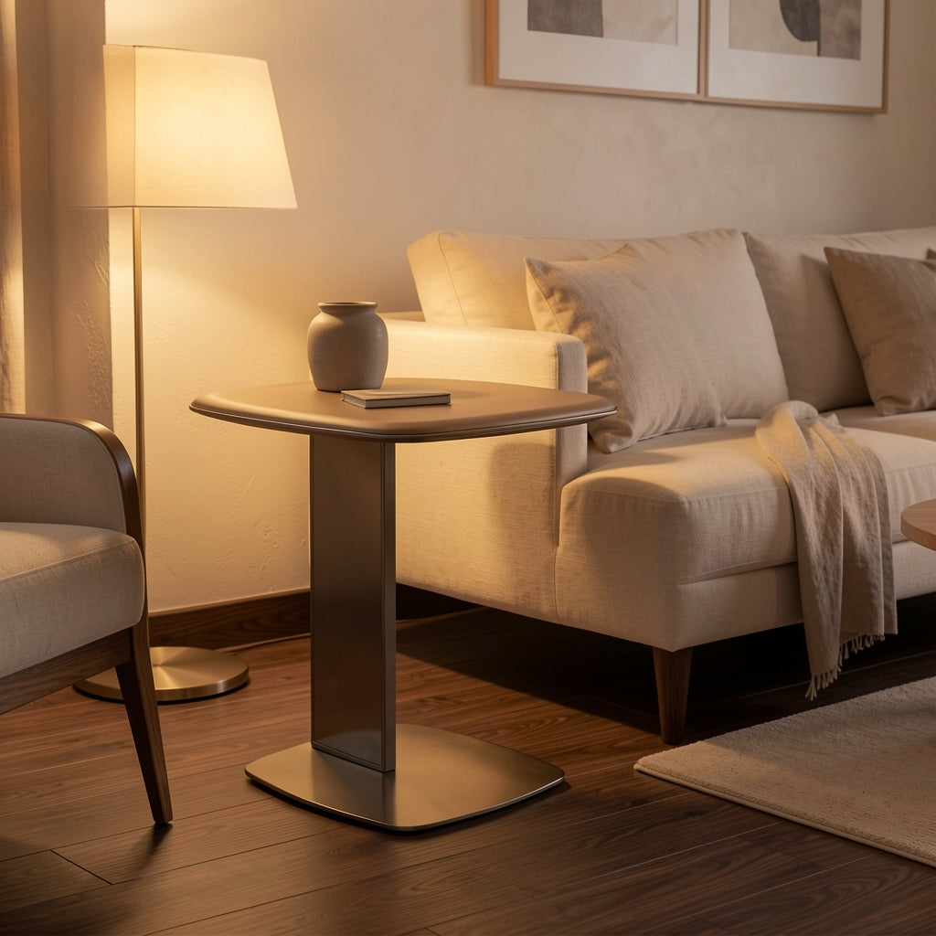 Square Side Table (DYYM0041) in warm evening walnut