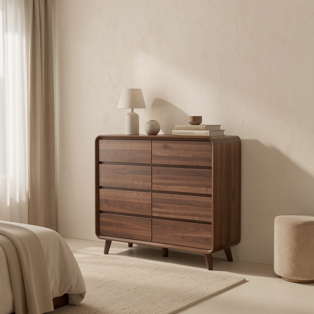 Mid-century Chest of Drawers (DYFG55) in tonal taupe cocoon