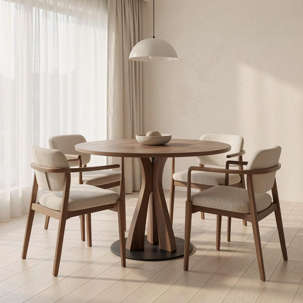 Chuluo Round Dining Table in soft oak daylight