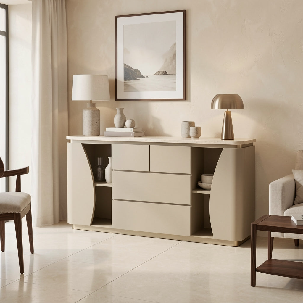 Beige Sideboard in marble bronze