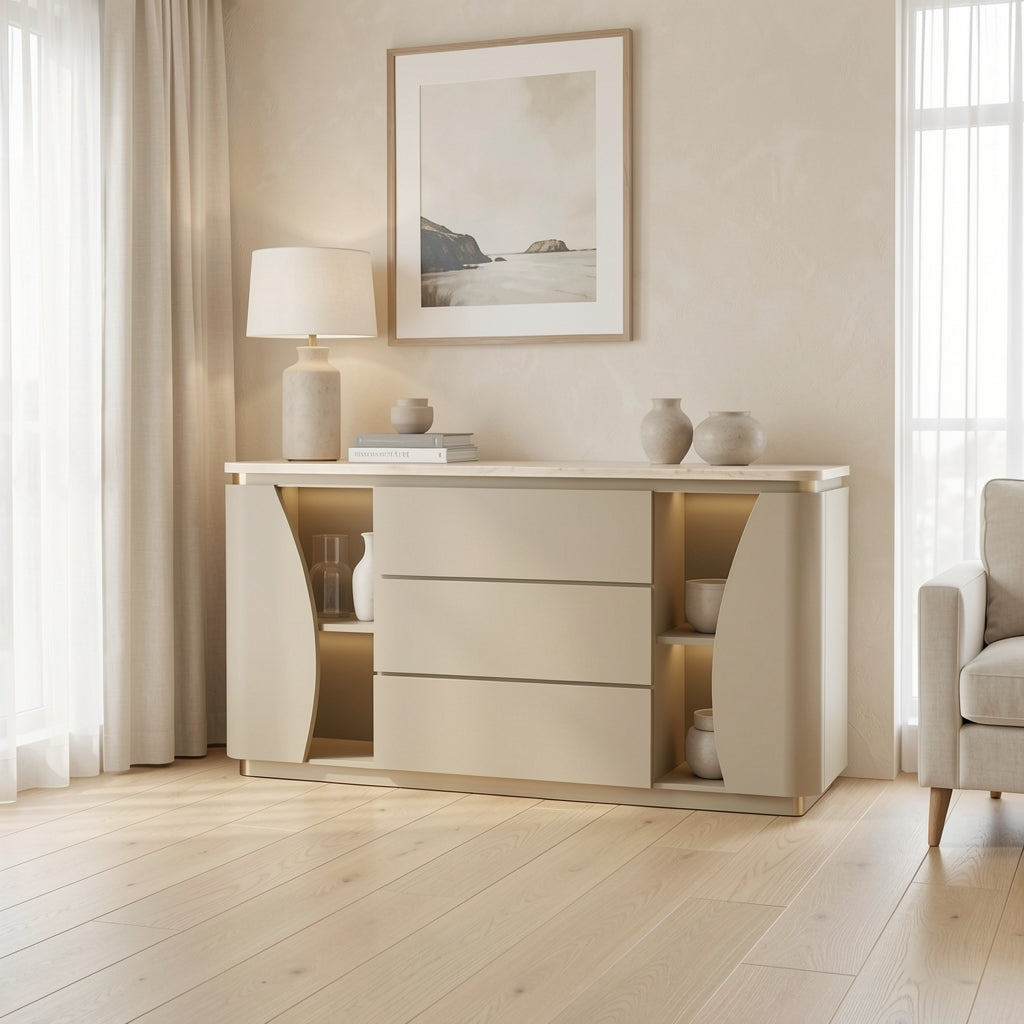 Beige Sideboard in soft oak daylight