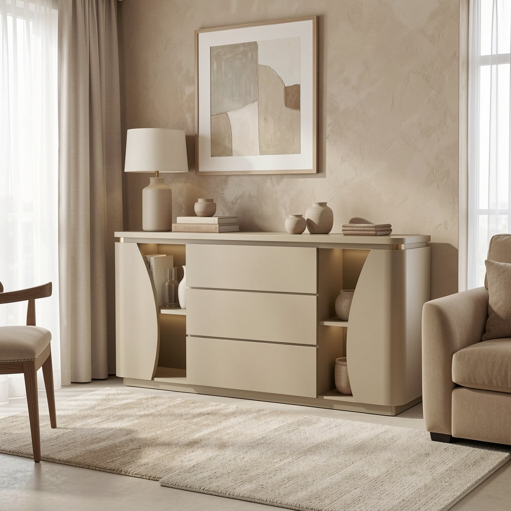 Beige Sideboard in tonal taupe cocoon