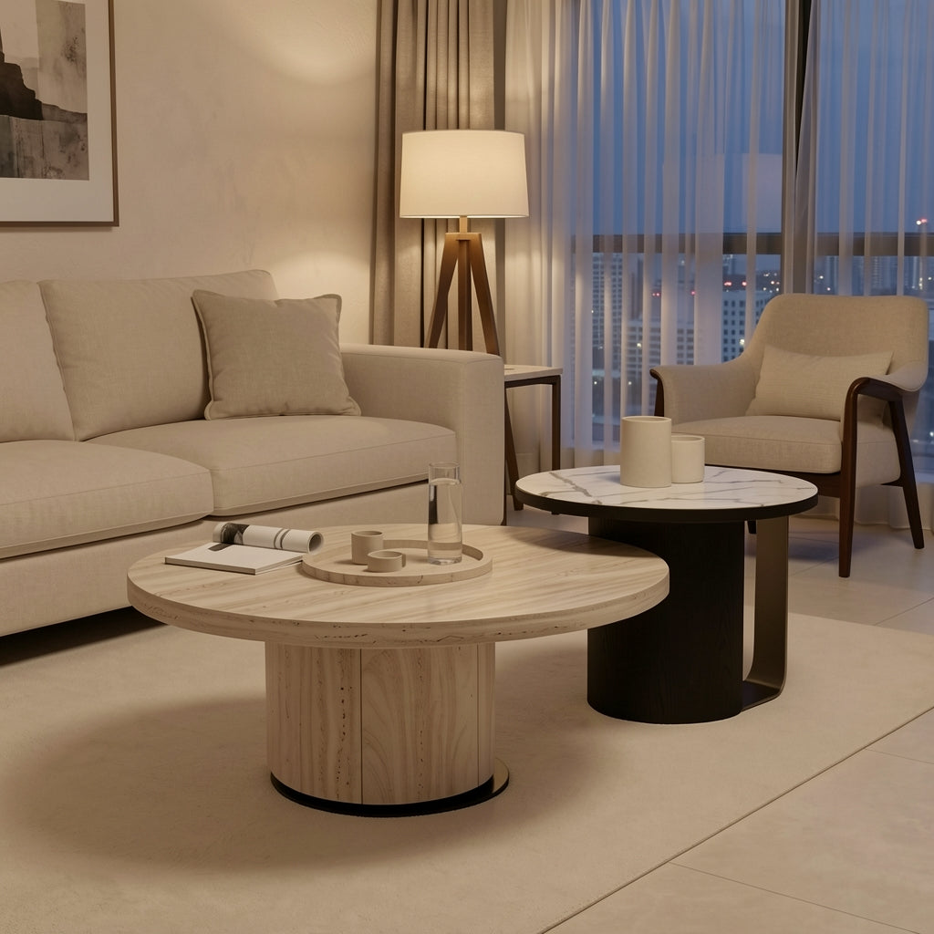 Nanxi Round Coffee Table in urban dusk