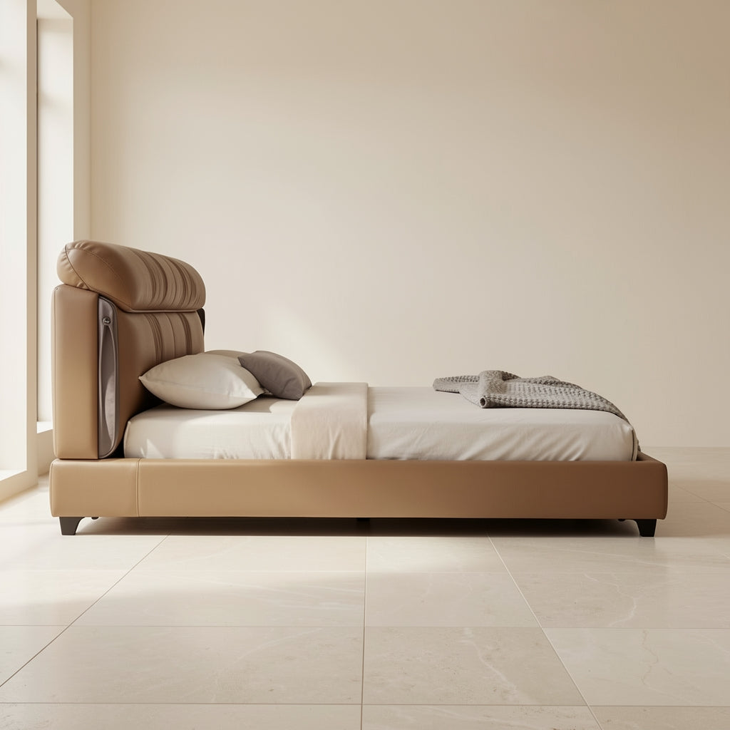 Qiaomu Leather Look Bed in left