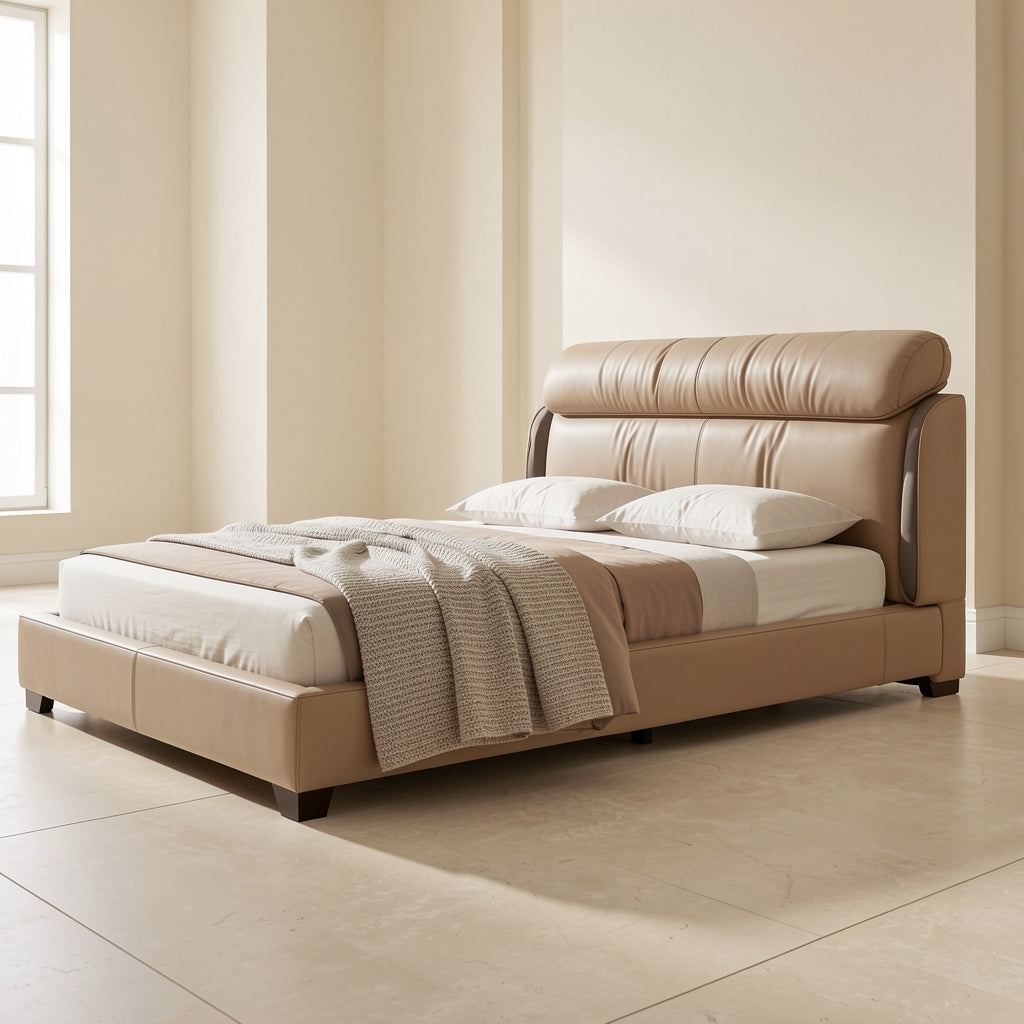 Qiaomu Leather Look Bed in right