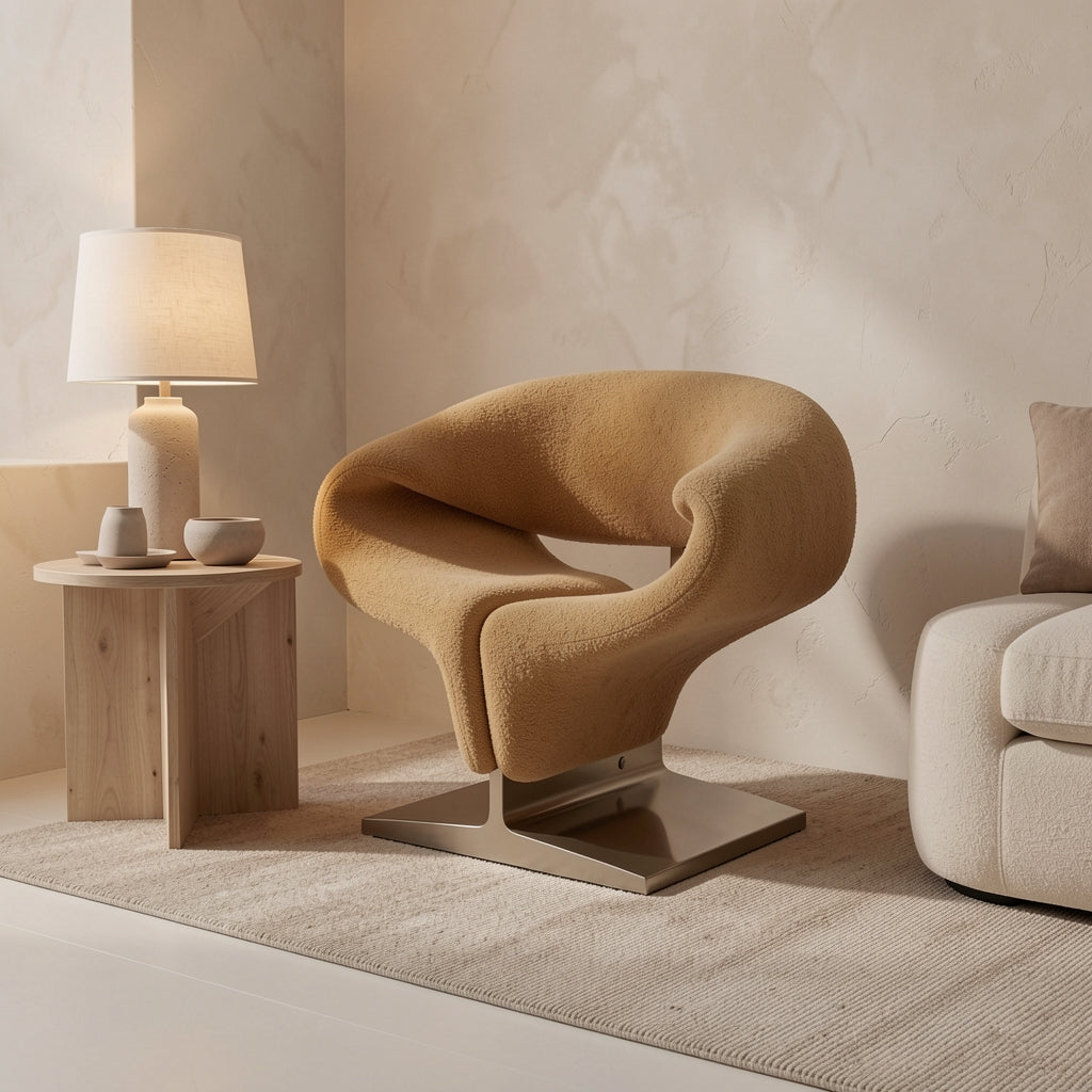 Yurong Sculptural Chair in tonal taupe cocoon