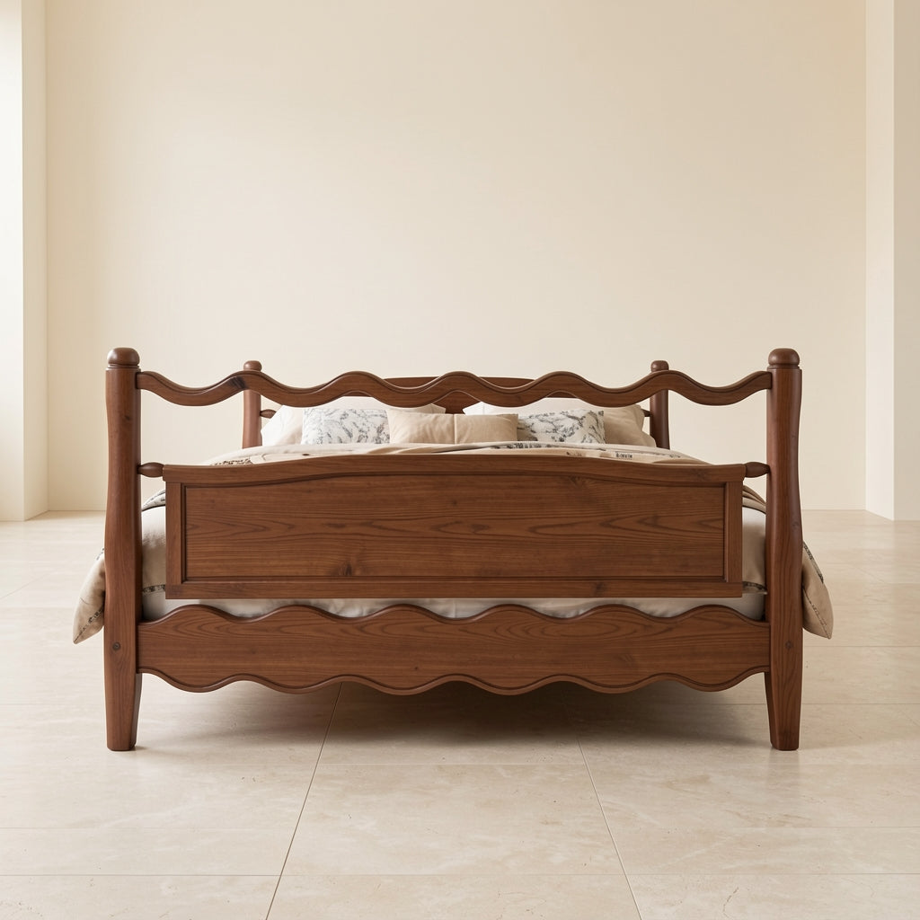 Wavy Headboard Bed in back