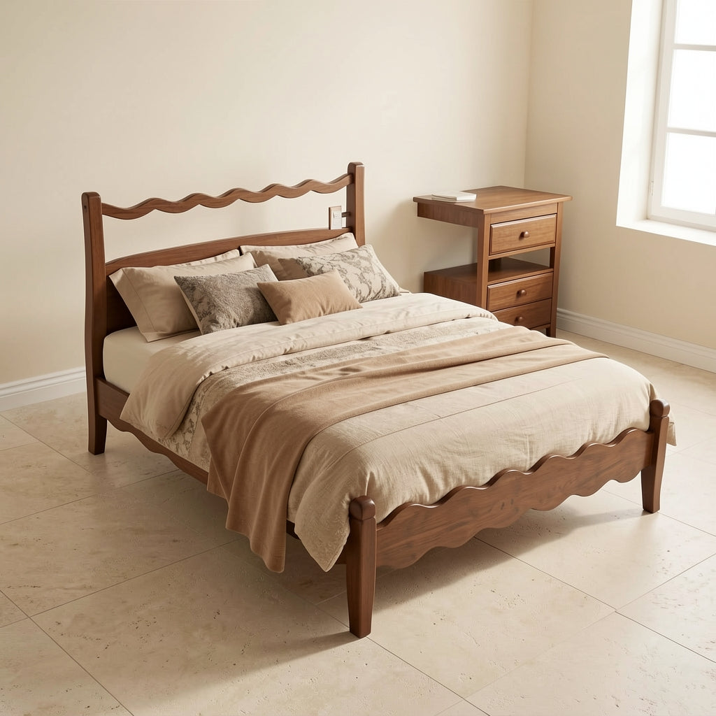 Wavy Headboard Bed in elevated