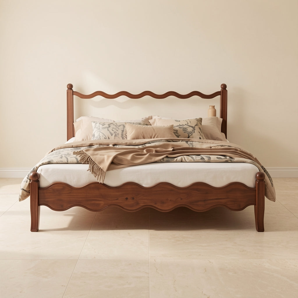 Wavy Headboard Bed in front