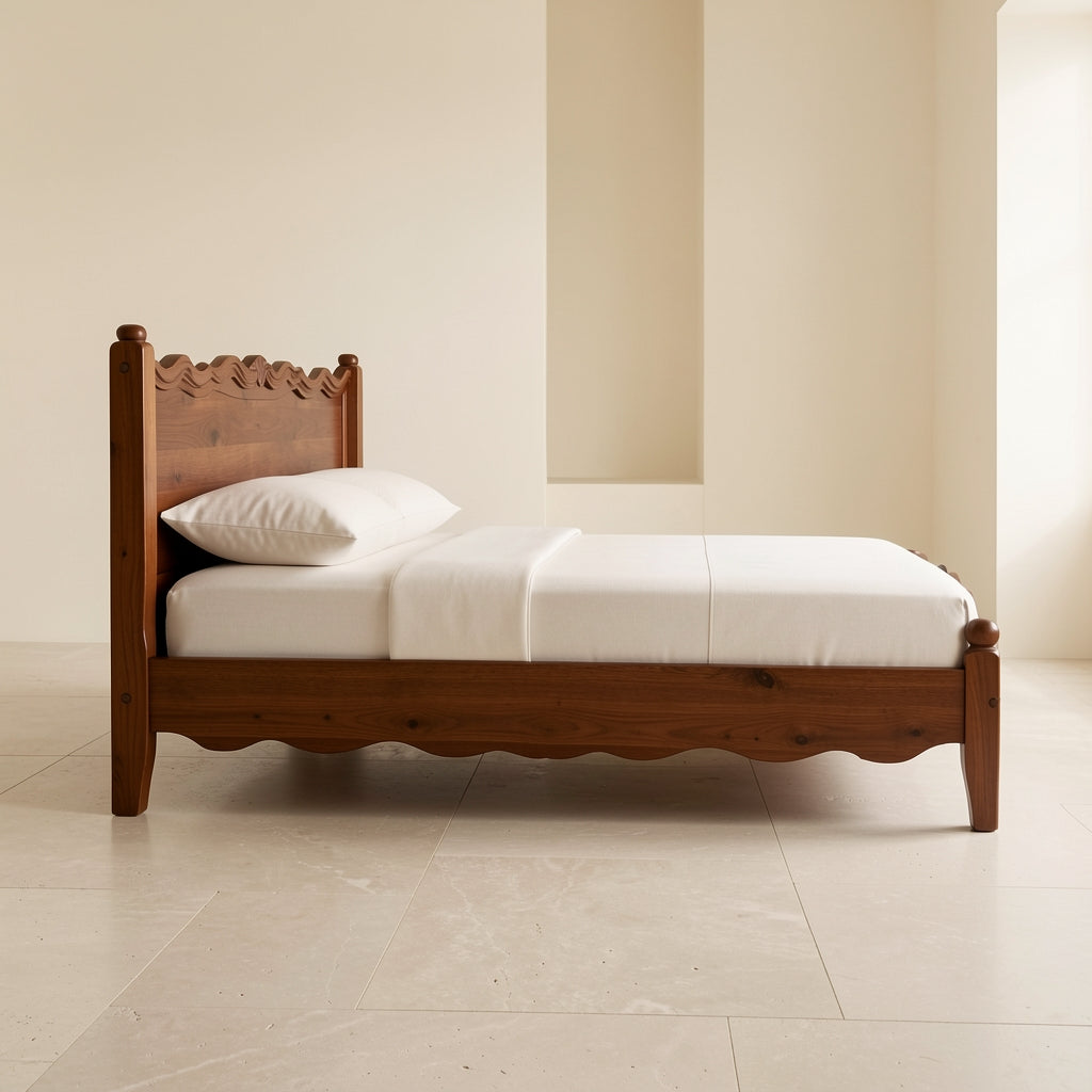 Wavy Headboard Bed in left