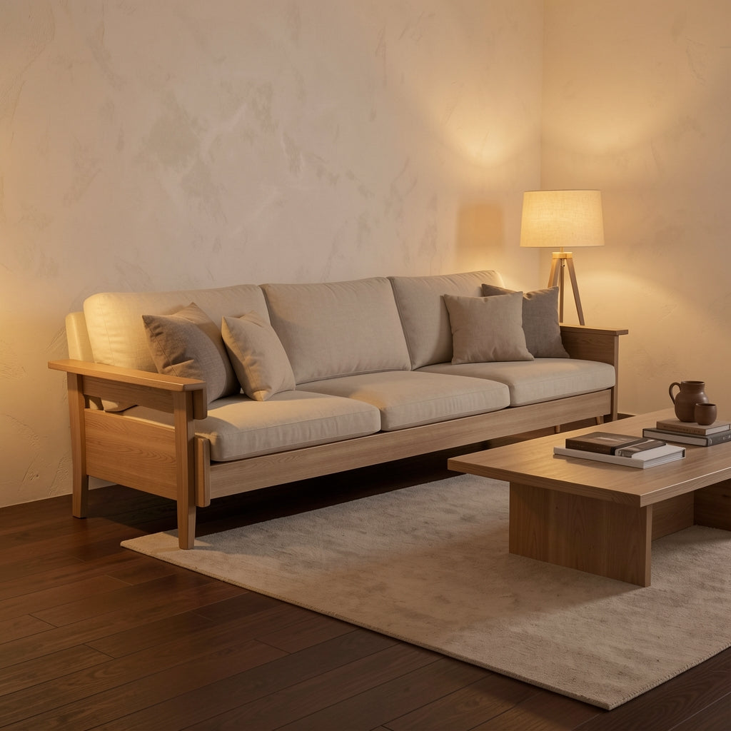 Light Sofa in warm evening walnut