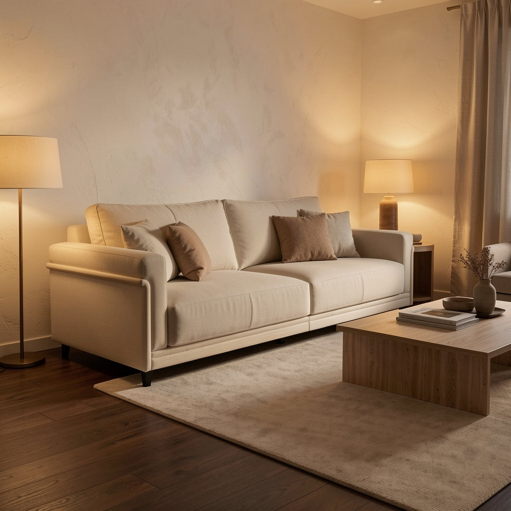 Contemporary Sofa in warm evening walnut