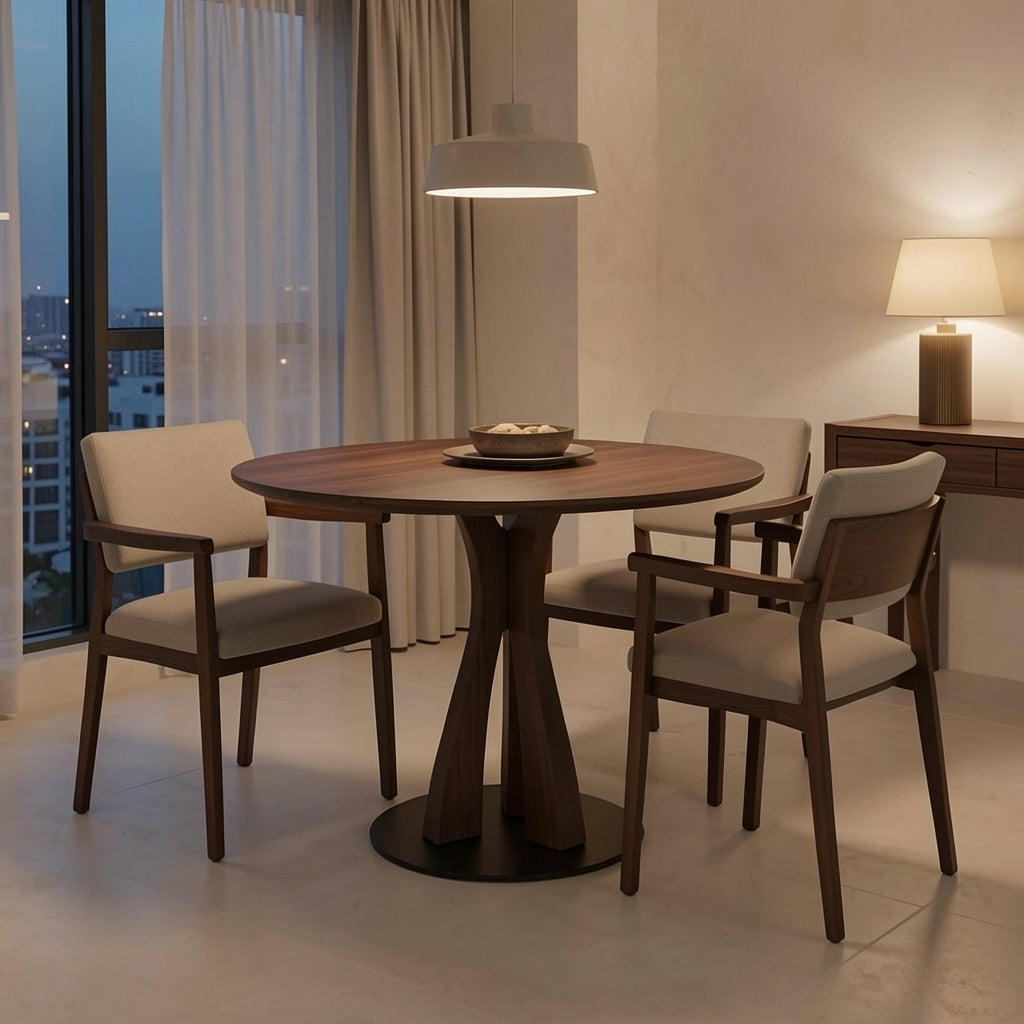 Round Black Dining Table · Edition 1 in urban dusk