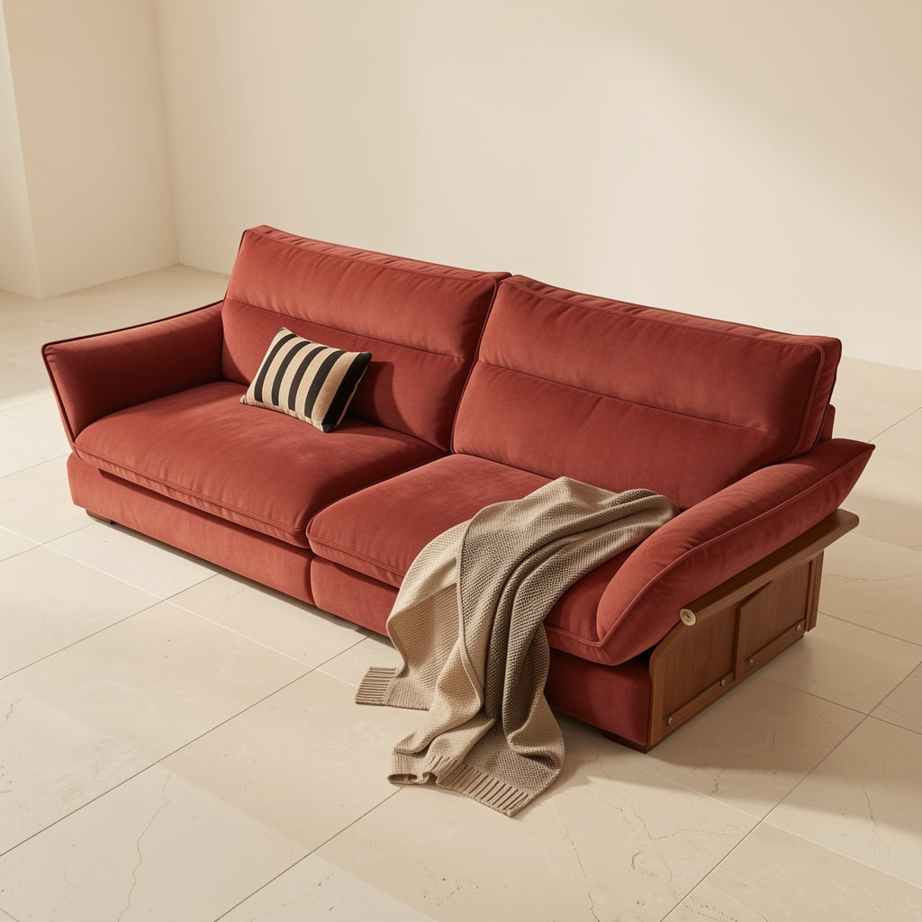 Rectangular Red Sofa in elevated