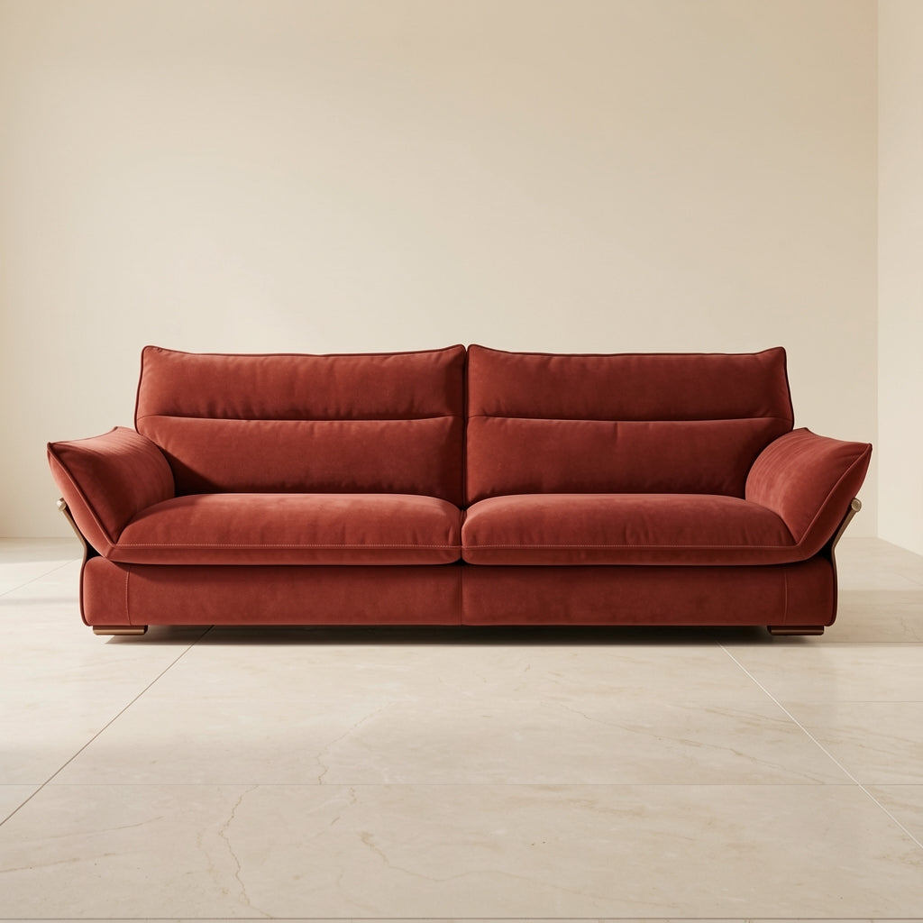 Rectangular Red Sofa in front