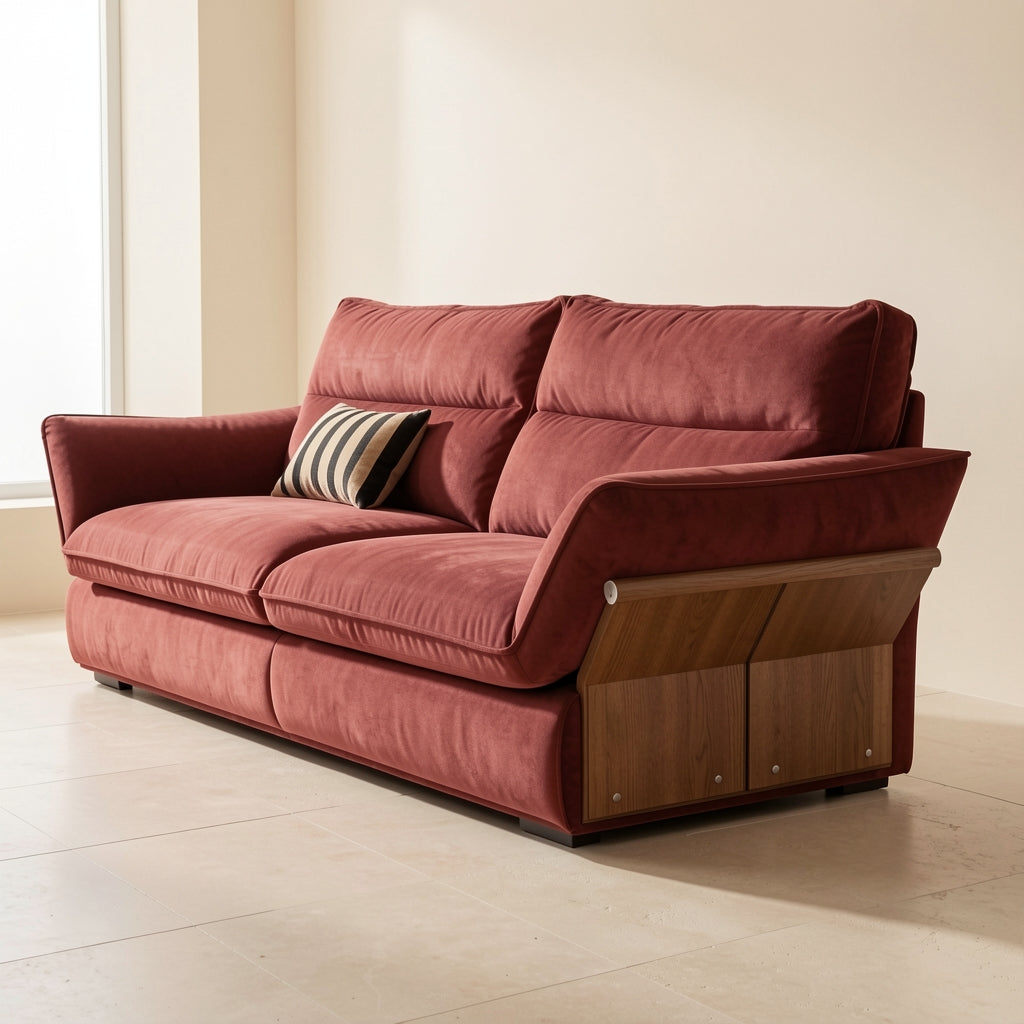 Rectangular Red Sofa in left